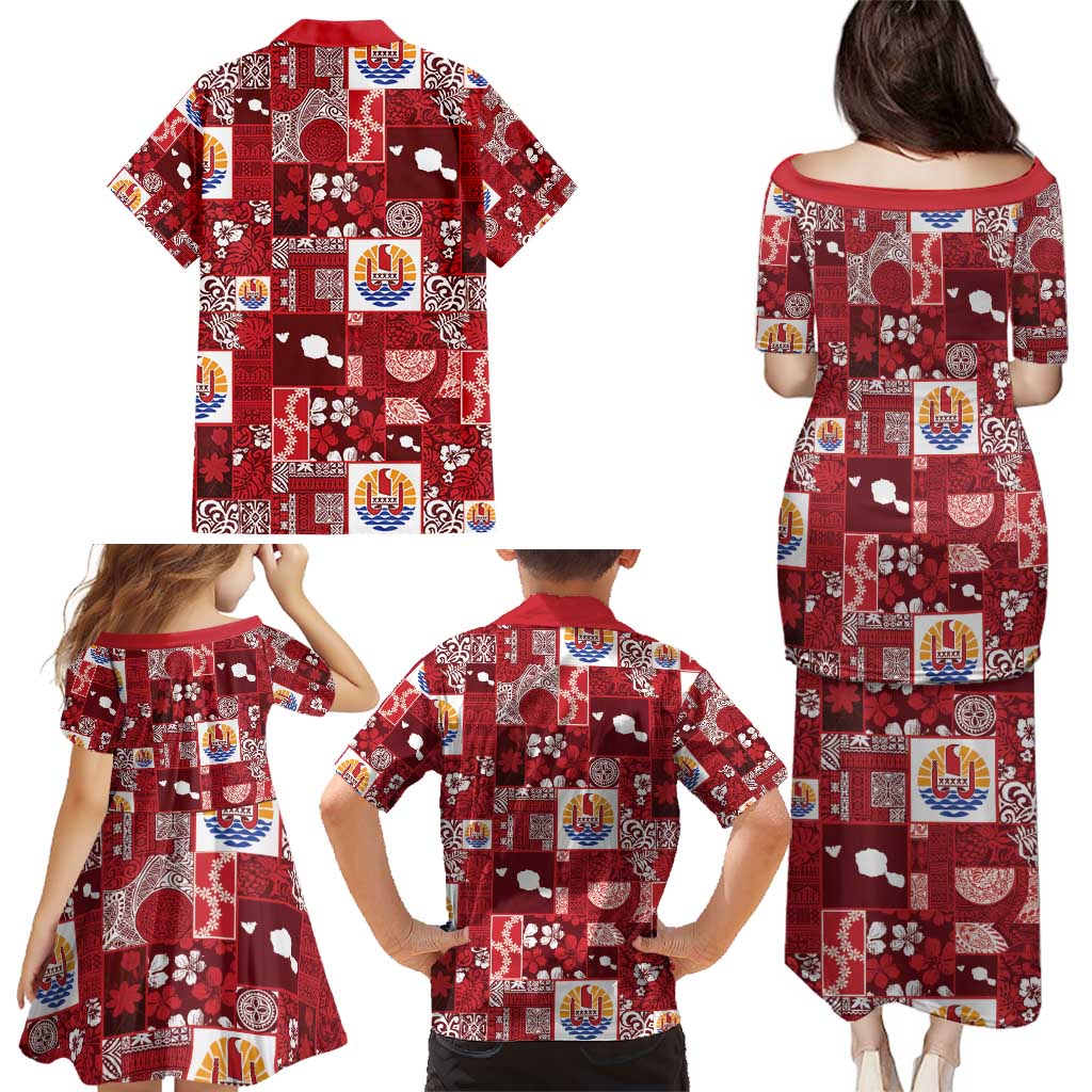 Tahiti Oaoa I Teie Noera Family Matching Puletasi and Hawaiian Shirt Pacific Patchwork Xmas Vibes - Polynesian Pride