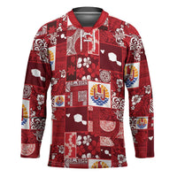 Tahiti Oaoa I Teie Noera Hockey Jersey Pacific Patchwork Xmas Vibes - Polynesian Pride