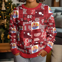 Tahiti Oaoa I Teie Noera Kid Ugly Christmas Sweater Pacific Patchwork Xmas Vibes - Polynesian Pride