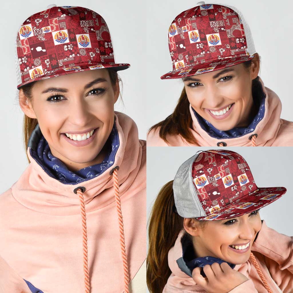 Tahiti Oaoa I Teie Noera Mesh Trucker Cap Pacific Patchwork Xmas Vibes - Polynesian Pride