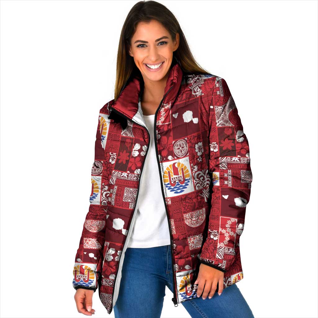 Tahiti Oaoa I Teie Noera Padded Jacket Pacific Patchwork Xmas Vibes - Polynesian Pride