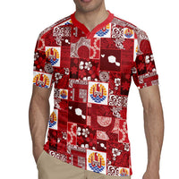 Tahiti Oaoa I Teie Noera Rugby Jersey Pacific Patchwork Xmas Vibes - Polynesian Pride