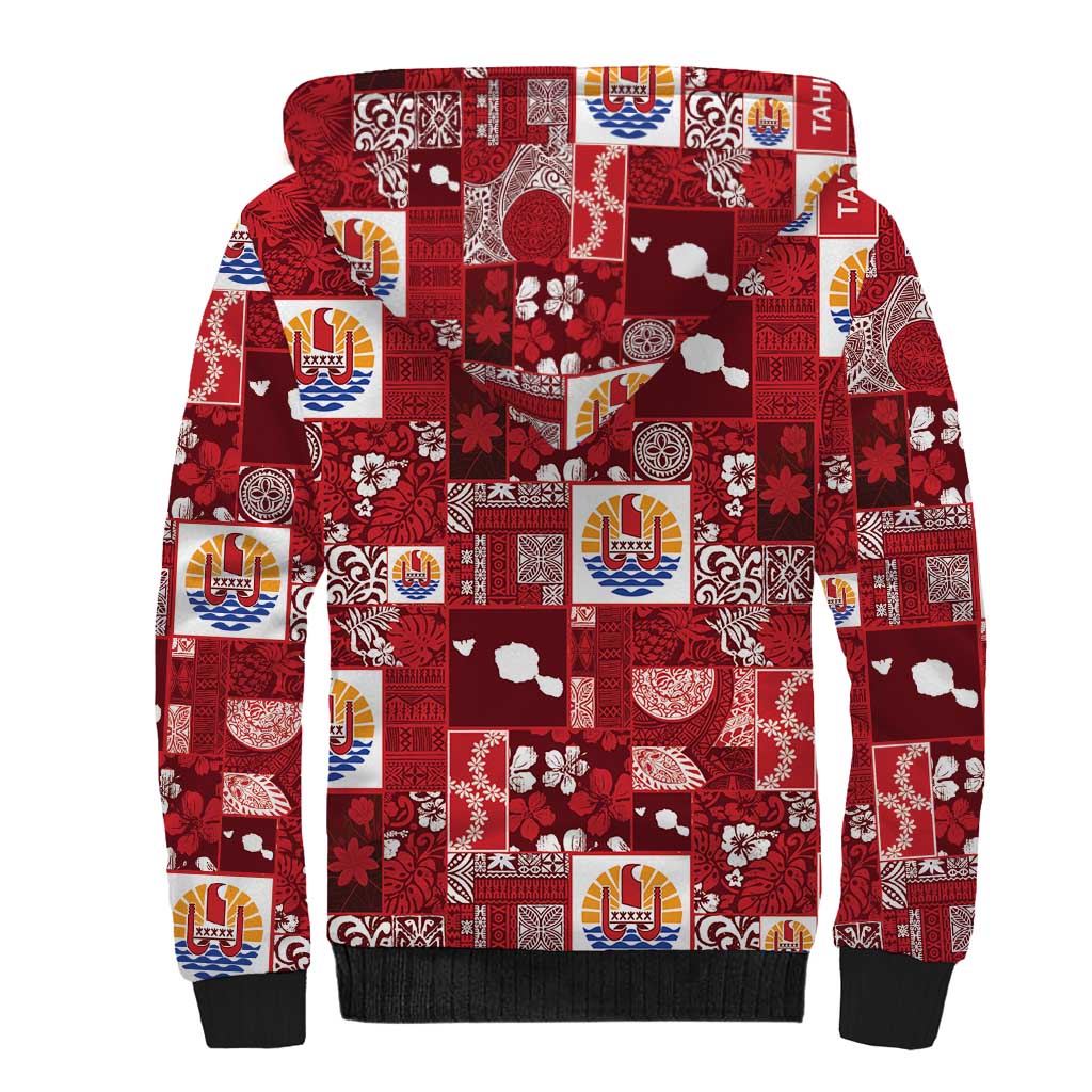 Tahiti Oaoa I Teie Noera Sherpa Hoodie Pacific Patchwork Xmas Vibes - Polynesian Pride
