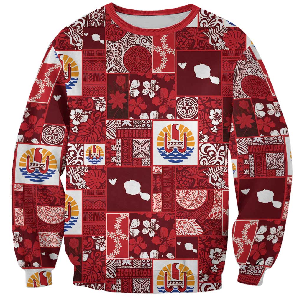 Tahiti Oaoa I Teie Noera Sweatshirt Pacific Patchwork Xmas Vibes - Polynesian Pride
