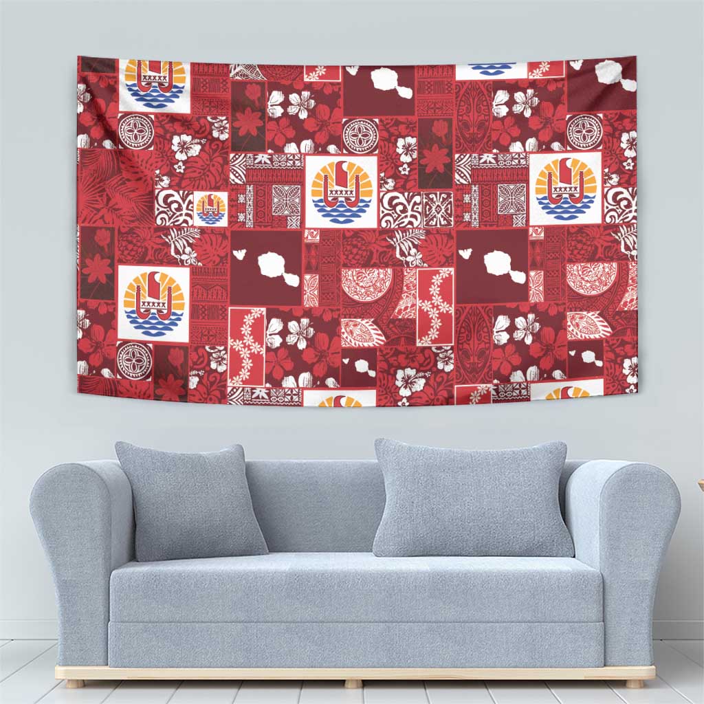 Tahiti Oaoa I Teie Noera Tapestry Pacific Patchwork Xmas Vibes - Polynesian Pride