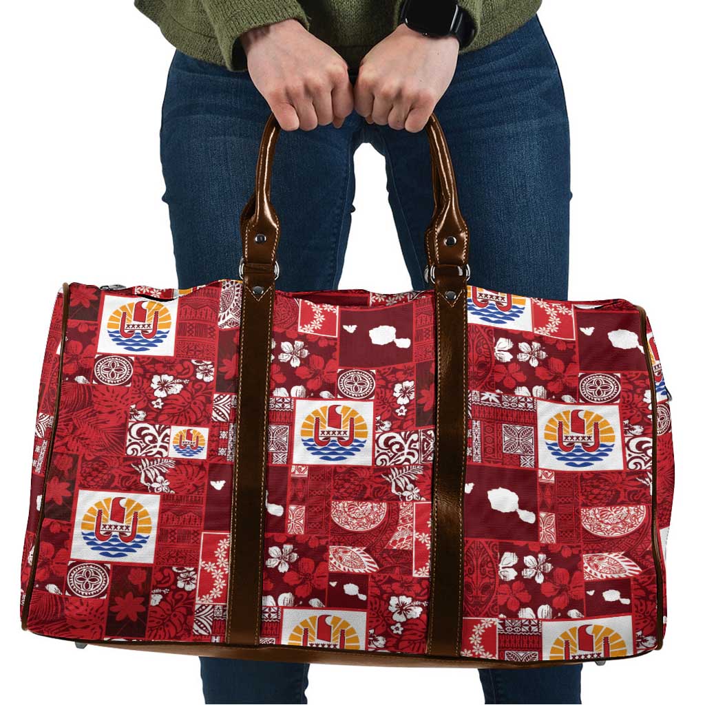 Tahiti Oaoa I Teie Noera Travel Bag Pacific Patchwork Xmas Vibes - Polynesian Pride