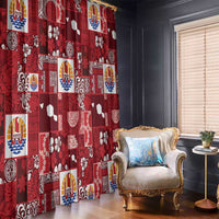 Tahiti Oaoa I Teie Noera Window Curtain Pacific Patchwork Xmas Vibes - Polynesian Pride