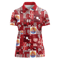 Tahiti Oaoa I Teie Noera Women Polo Shirt Pacific Patchwork Xmas Vibes - Polynesian Pride