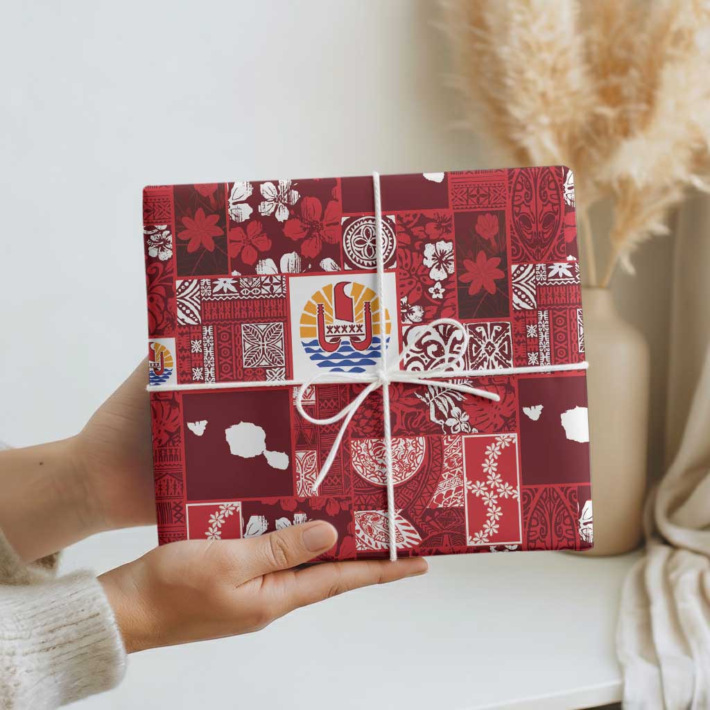 Tahiti Oaoa I Teie Noera Wrapping Paper Pacific Patchwork Xmas Vibes - Polynesian Pride