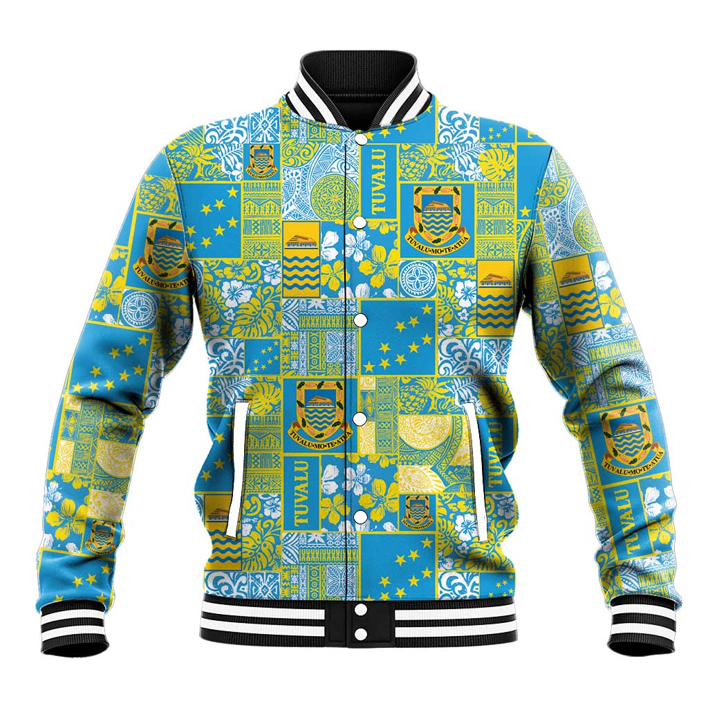 Tuvalu Manuia te Kilisimasi Baseball Jacket Pacific Patchwork Xmas Vibes - Polynesian Pride