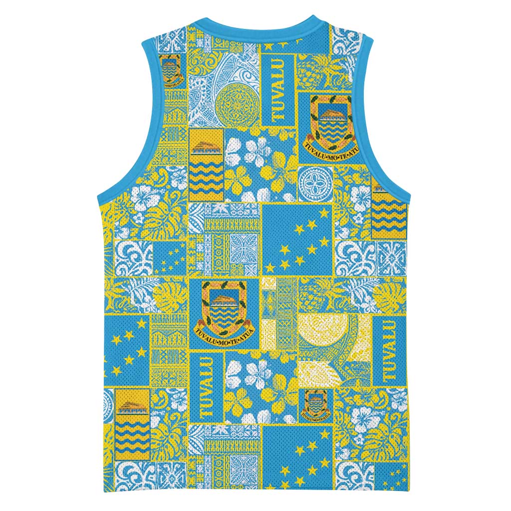 Tuvalu Manuia te Kilisimasi Basketball Jersey Pacific Patchwork Xmas Vibes - Polynesian Pride