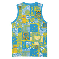 Tuvalu Manuia te Kilisimasi Basketball Jersey Pacific Patchwork Xmas Vibes - Polynesian Pride