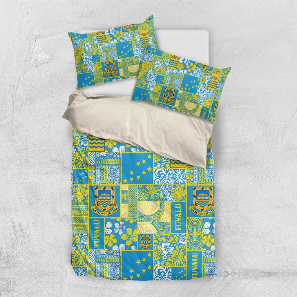 Tuvalu Manuia te Kilisimasi Bedding Set Pacific Patchwork Xmas Vibes - Polynesian Pride