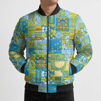 Tuvalu Manuia te Kilisimasi Bomber Puffer Jacket Pacific Patchwork Xmas Vibes - Polynesian Pride