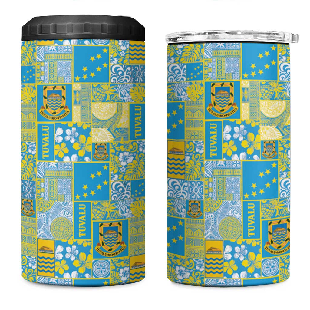 Tuvalu Manuia te Kilisimasi 4 in 1 Can Cooler Tumbler Pacific Patchwork Xmas Vibes - Polynesian Pride