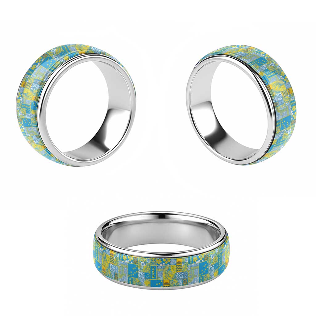 Tuvalu Manuia te Kilisimasi Classic Ring Pacific Patchwork Xmas Vibes - Polynesian Pride