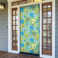Tuvalu Manuia te Kilisimasi Door Cover Pacific Patchwork Xmas Vibes - Polynesian Pride