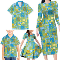 Tuvalu Manuia te Kilisimasi Family Matching Long Sleeve Bodycon Dress and Hawaiian Shirt Pacific Patchwork Xmas Vibes - Polynesian Pride