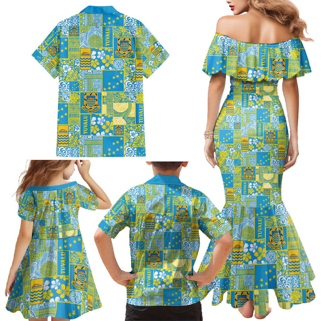 Tuvalu Manuia te Kilisimasi Family Matching Mermaid Dress and Hawaiian Shirt Pacific Patchwork Xmas Vibes - Polynesian Pride