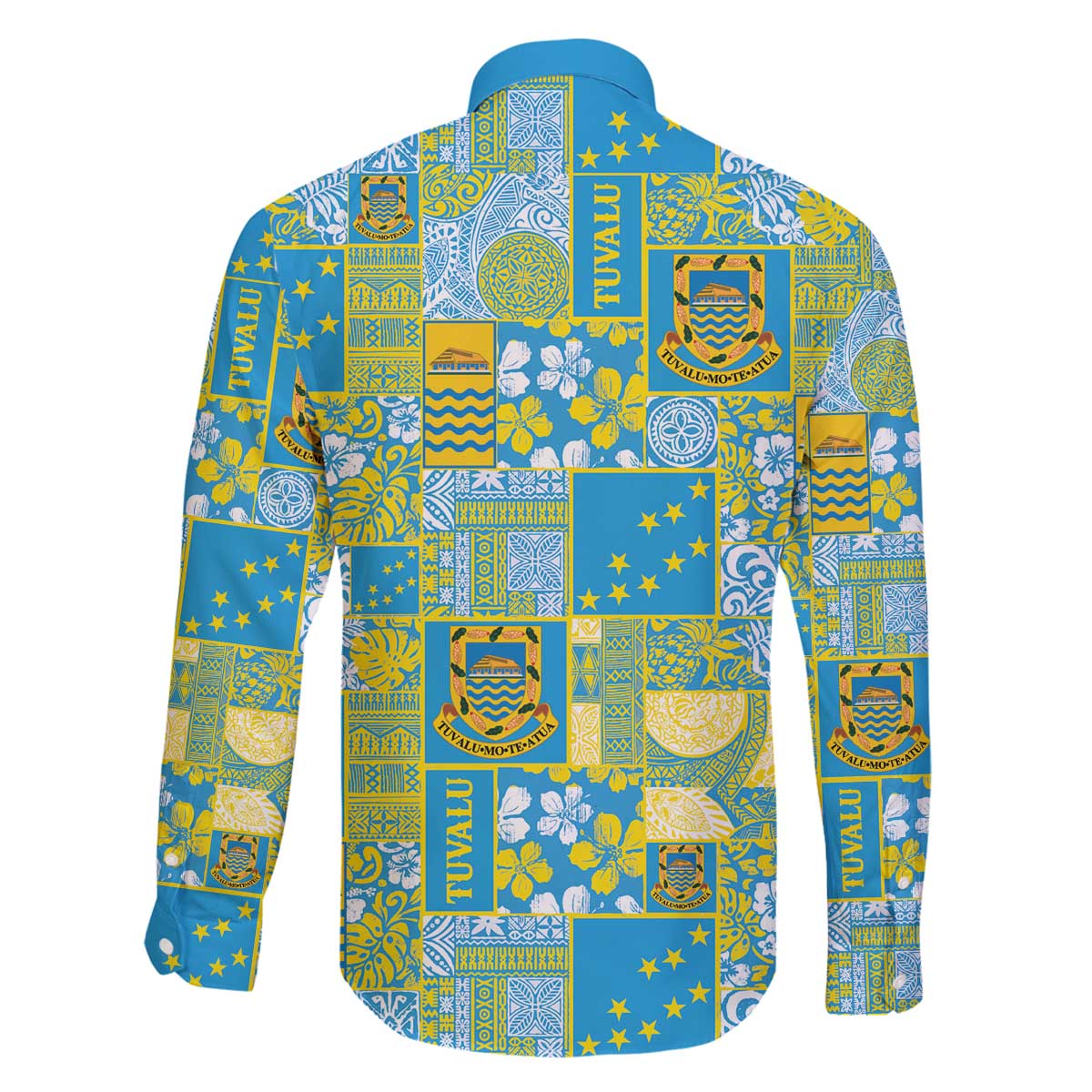 Tuvalu Manuia te Kilisimasi Family Matching Off The Shoulder Long Sleeve Dress and Hawaiian Shirt Pacific Patchwork Xmas Vibes - Polynesian Pride