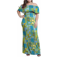 Tuvalu Manuia te Kilisimasi Family Matching Off Shoulder Maxi Dress and Hawaiian Shirt Pacific Patchwork Xmas Vibes - Polynesian Pride