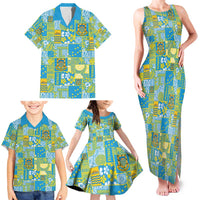 Tuvalu Manuia te Kilisimasi Family Matching Tank Maxi Dress and Hawaiian Shirt Pacific Patchwork Xmas Vibes - Polynesian Pride