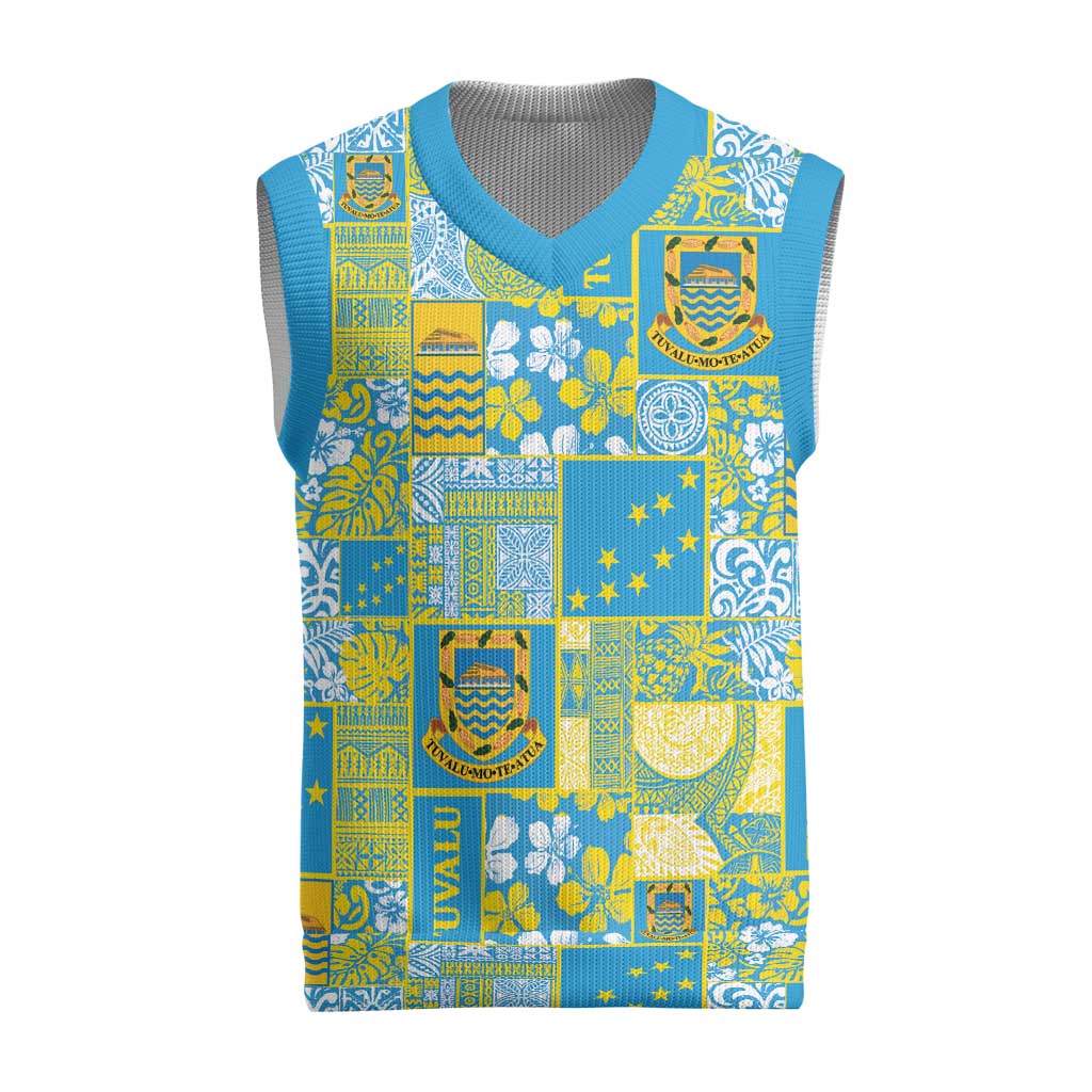 Tuvalu Manuia te Kilisimasi Christmas Knitted V-Neck Vest Pacific Patchwork Xmas Vibes - Polynesian Pride