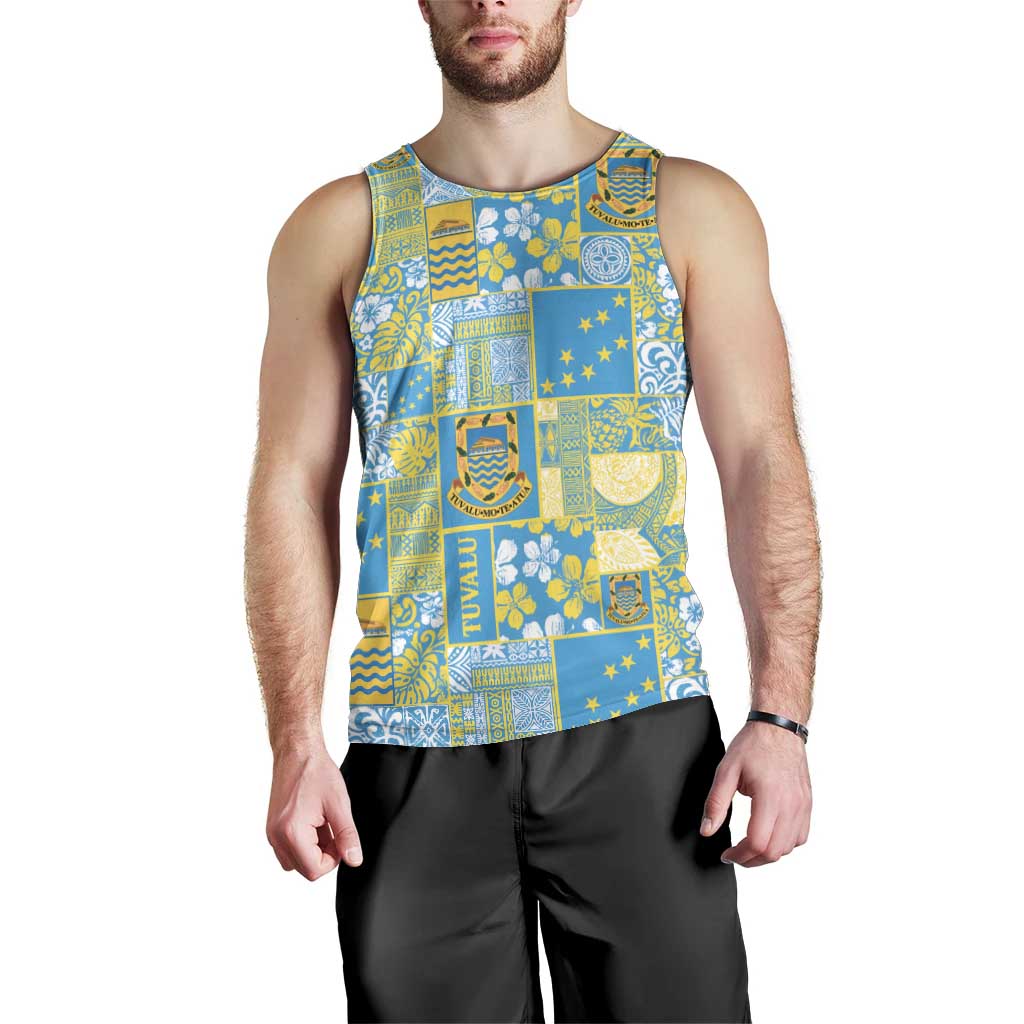 Tuvalu Manuia te Kilisimasi Men Tank Top Pacific Patchwork Xmas Vibes - Polynesian Pride