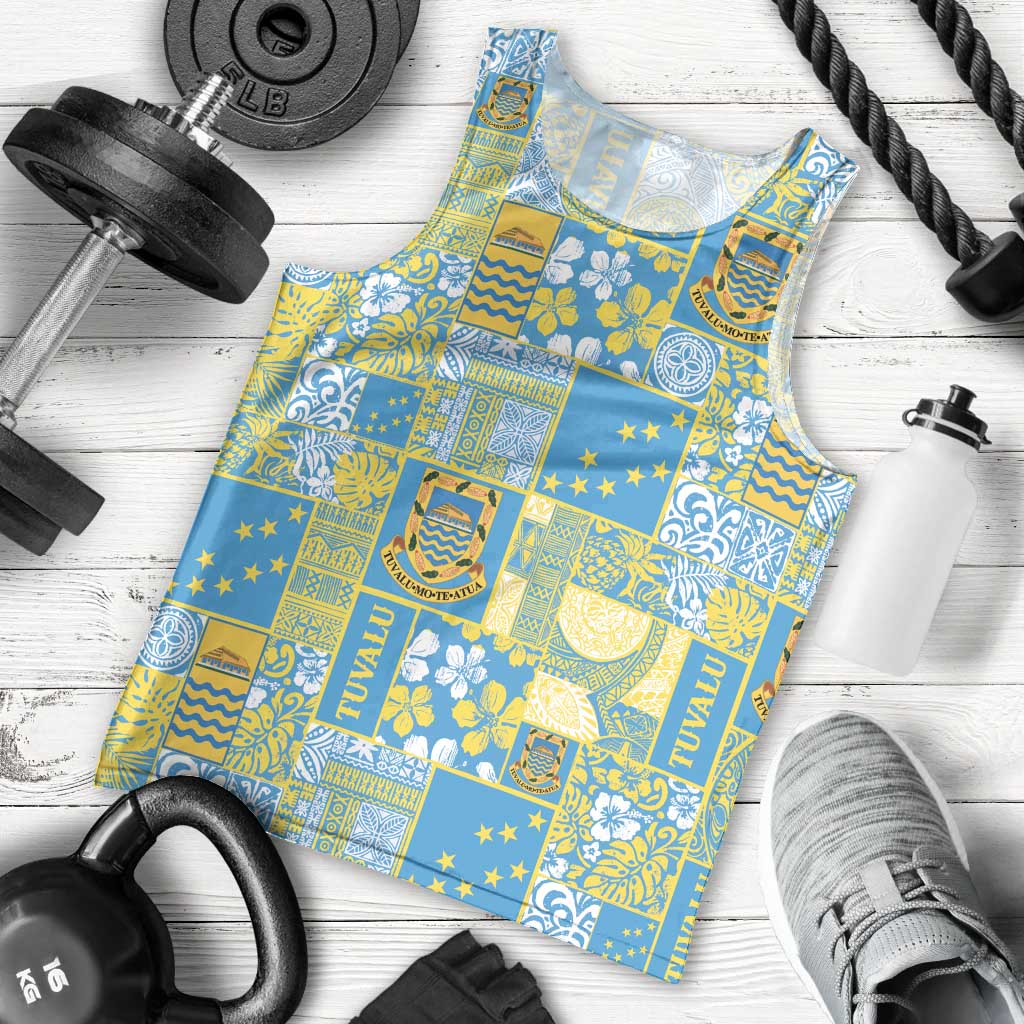 Tuvalu Manuia te Kilisimasi Men Tank Top Pacific Patchwork Xmas Vibes - Polynesian Pride