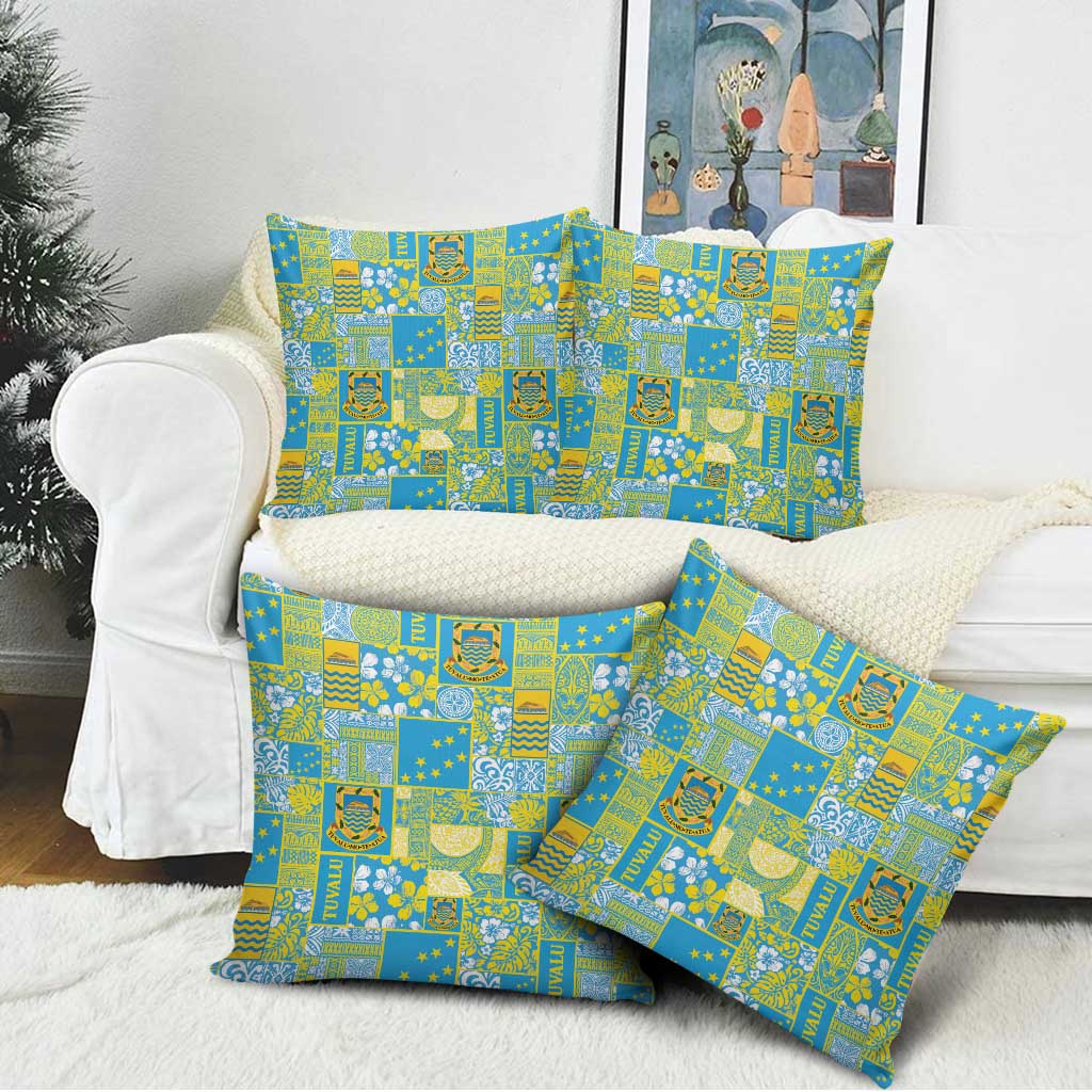 Tuvalu Manuia te Kilisimasi Pillow Cover Pacific Patchwork Xmas Vibes - Polynesian Pride