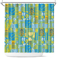 Tuvalu Manuia te Kilisimasi Shower Curtain Pacific Patchwork Xmas Vibes - Polynesian Pride