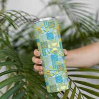 Tuvalu Manuia te Kilisimasi Skinny Tumbler Pacific Patchwork Xmas Vibes - Polynesian Pride