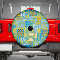 Tuvalu Manuia te Kilisimasi Spare Tire Cover Pacific Patchwork Xmas Vibes - Polynesian Pride