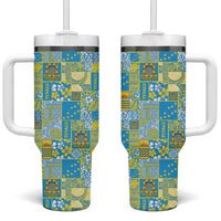 Tuvalu Manuia te Kilisimasi Tumbler With Handle Pacific Patchwork Xmas Vibes - Polynesian Pride