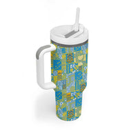Tuvalu Manuia te Kilisimasi Tumbler With Handle Pacific Patchwork Xmas Vibes - Polynesian Pride