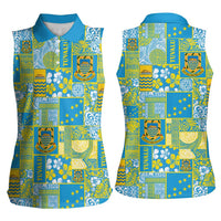 Tuvalu Manuia te Kilisimasi Women Sleeveless Polo Shirt Pacific Patchwork Xmas Vibes - Polynesian Pride