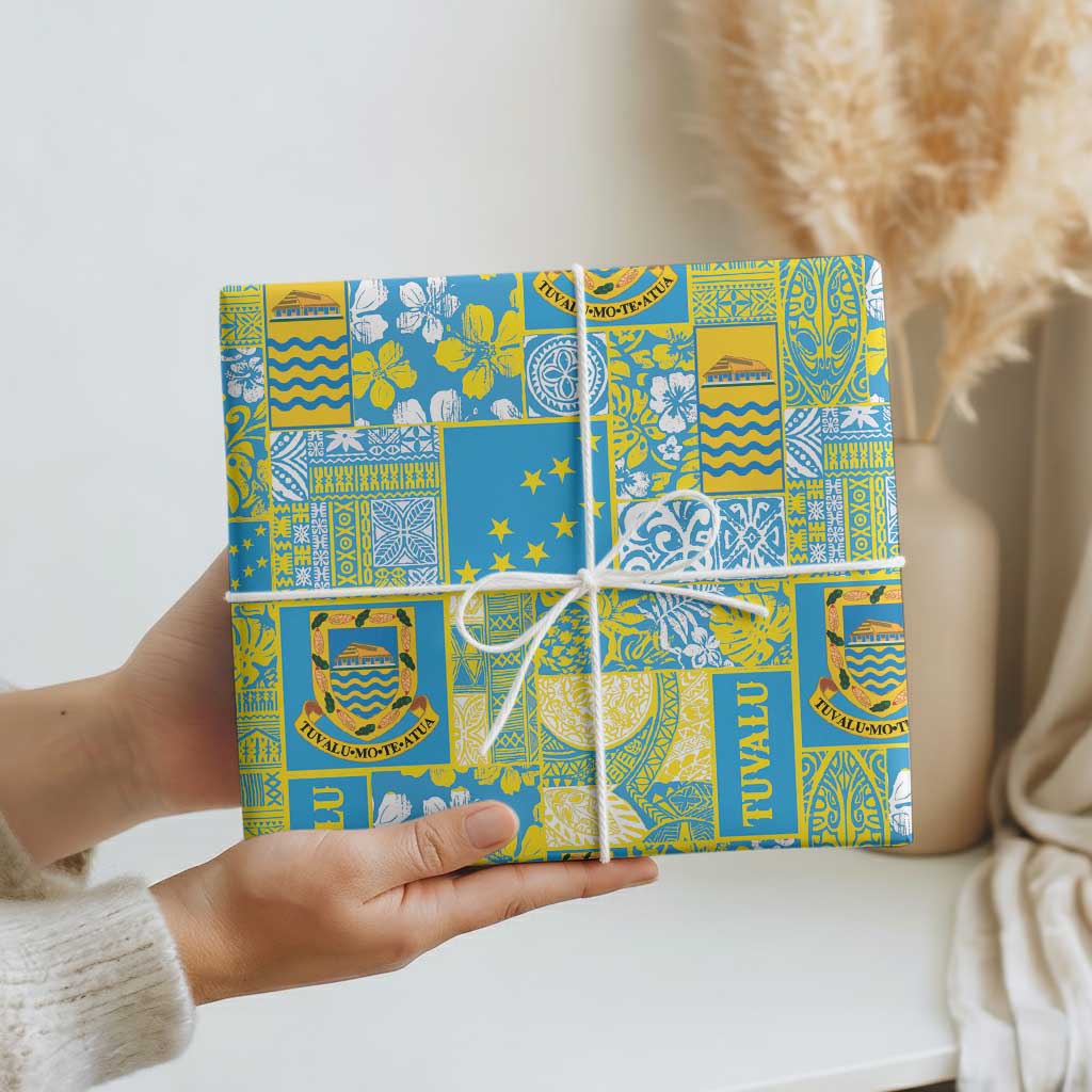 Tuvalu Manuia te Kilisimasi Wrapping Paper Pacific Patchwork Xmas Vibes - Polynesian Pride
