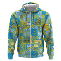 Tuvalu Manuia te Kilisimasi Zip Hoodie Pacific Patchwork Xmas Vibes - Polynesian Pride