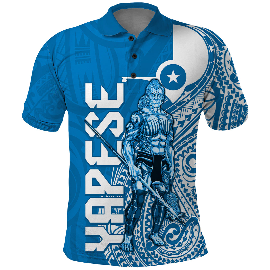 Yap Day 1 March Polo Shirt Micronesia Yapese Warrior LT9 Blue - Polynesian Pride