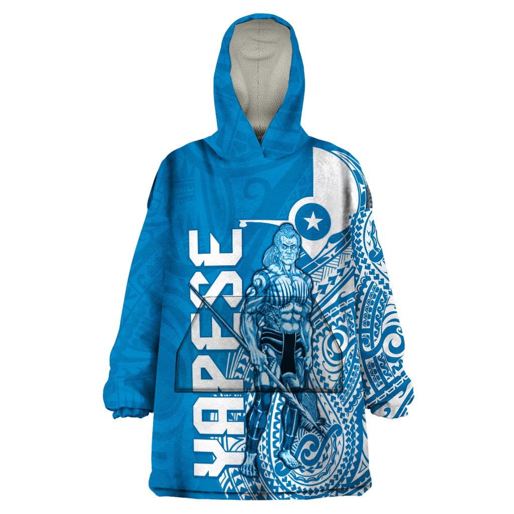 Yap Day 1 March Wearable Blanket Hoodie Micronesia Yapese Warrior LT9 One Size Blue - Polynesian Pride