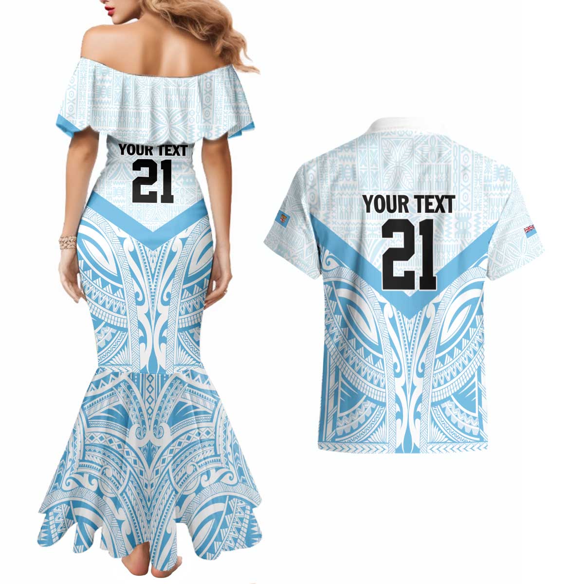 Fiji Football Custom Couples Matching Mermaid Dress and Hawaiian Shirt Bula Boys Go Champions