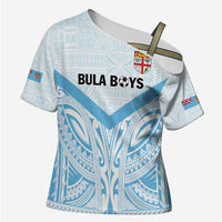 Fiji Football Custom Cross Shoulder Shirt Bula Boys Go Champions LT9 Female Blue - Polynesian Pride