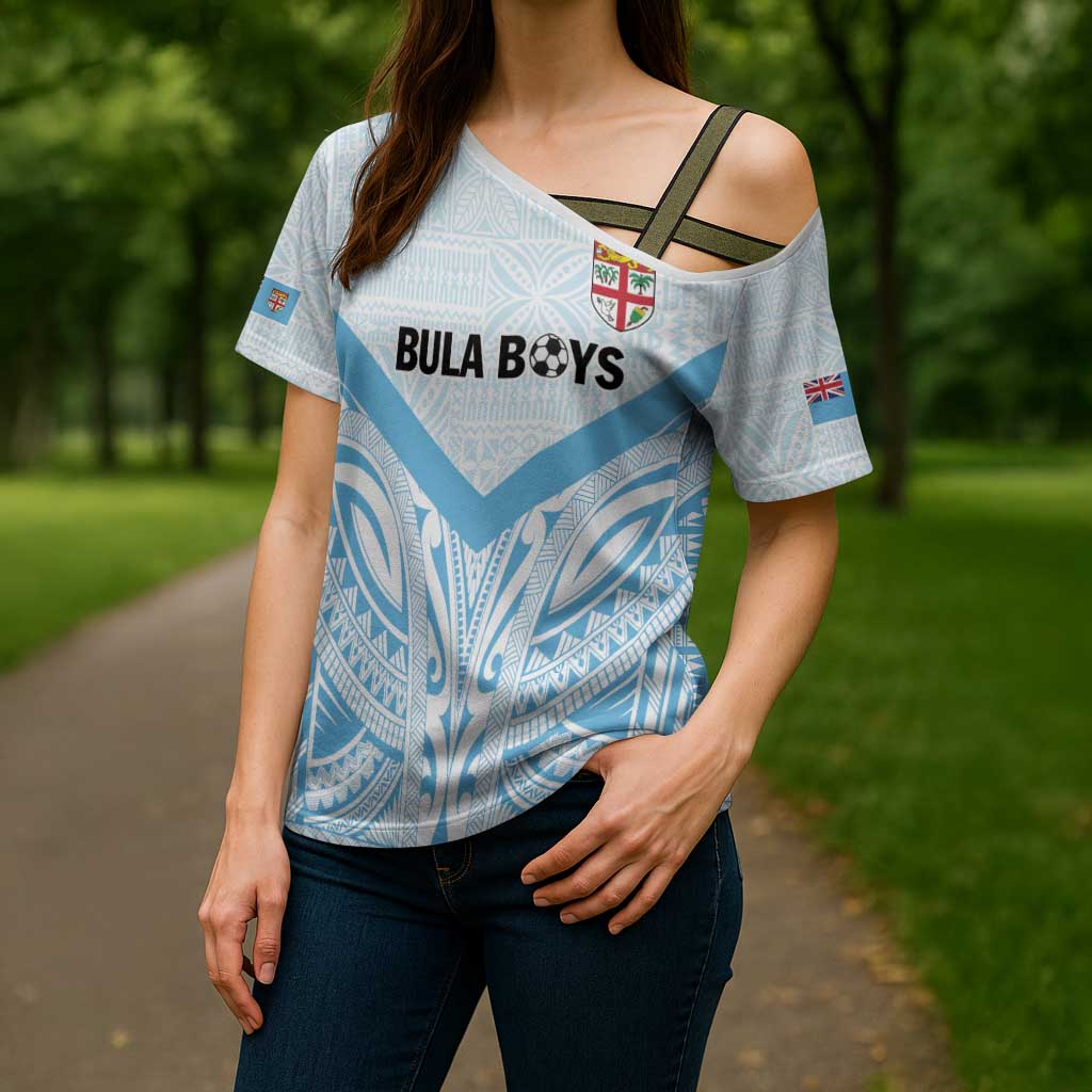 Fiji Football Custom Cross Shoulder Shirt Bula Boys Go Champions LT9 - Polynesian Pride