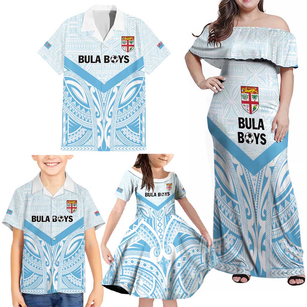 Fiji Football Custom Family Matching Off Shoulder Maxi Dress and Hawaiian Shirt Bula Boys Go Champions