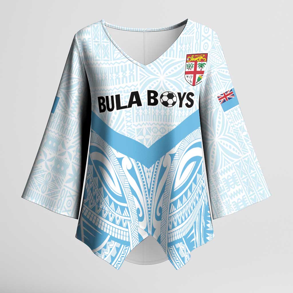 Fiji Football Custom Kimono Sleeve Blouse Bula Boys Go Champions LT9 Female Blue - Polynesian Pride