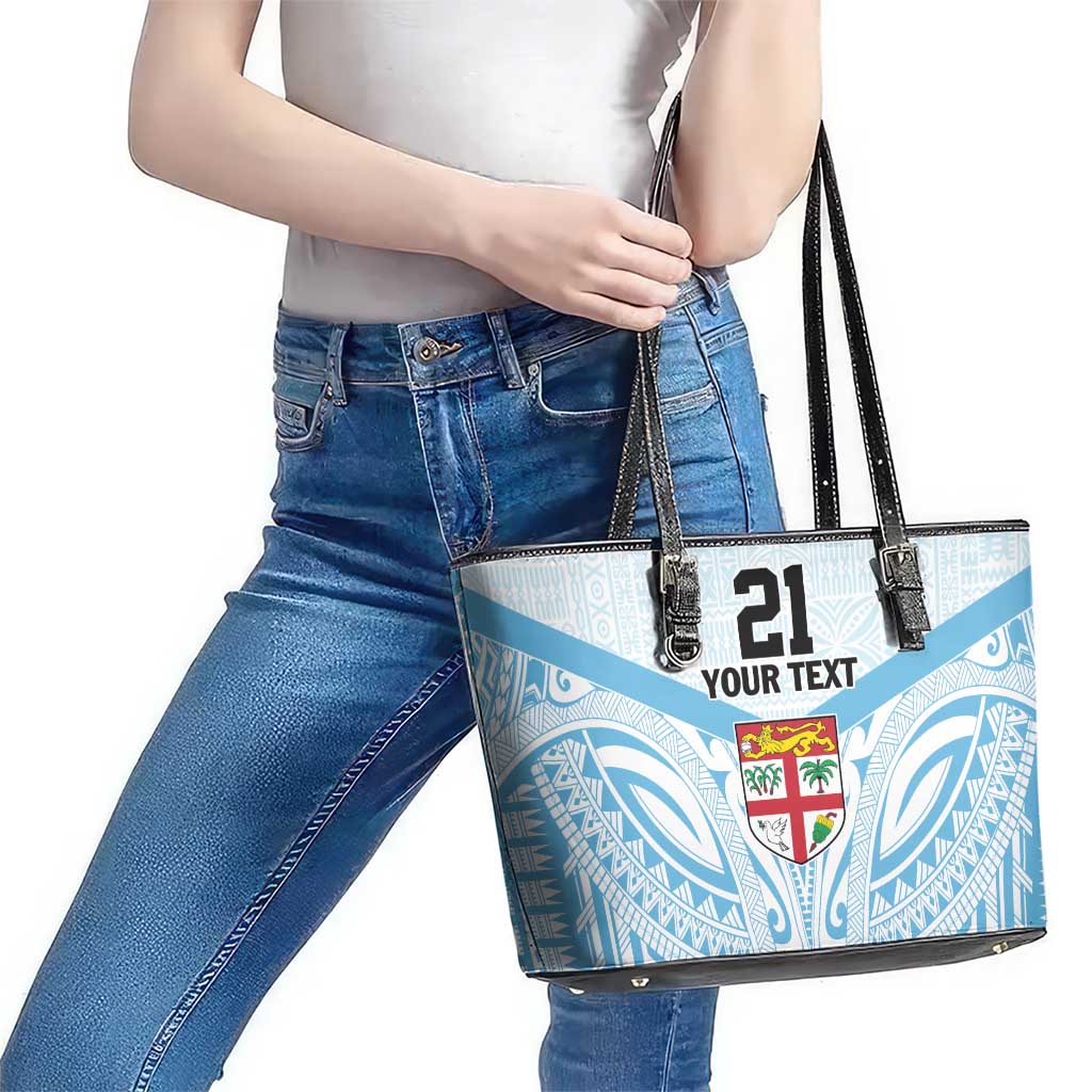 Fiji Football Custom Leather Tote Bag Bula Boys Go Champions