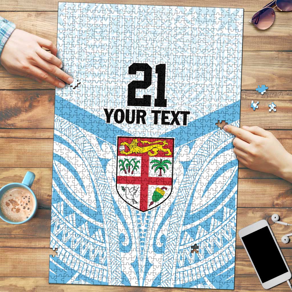 Fiji Football Custom Puzzle Bula Boys Go Champions LT9 Blue - Polynesian Pride