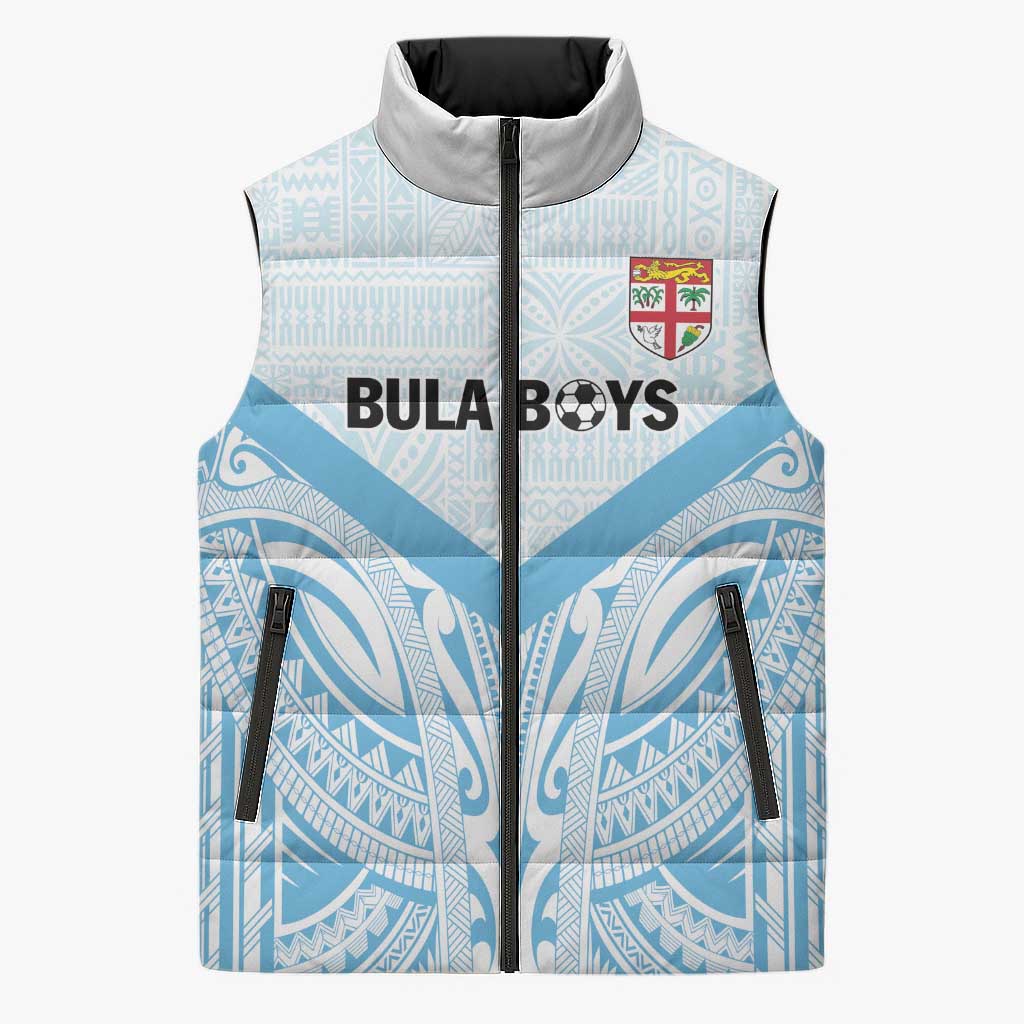 Fiji Football Custom Sleeveless Puffer Jacket Bula Boys Go Champions LT9 Unisex Blue - Polynesian Pride