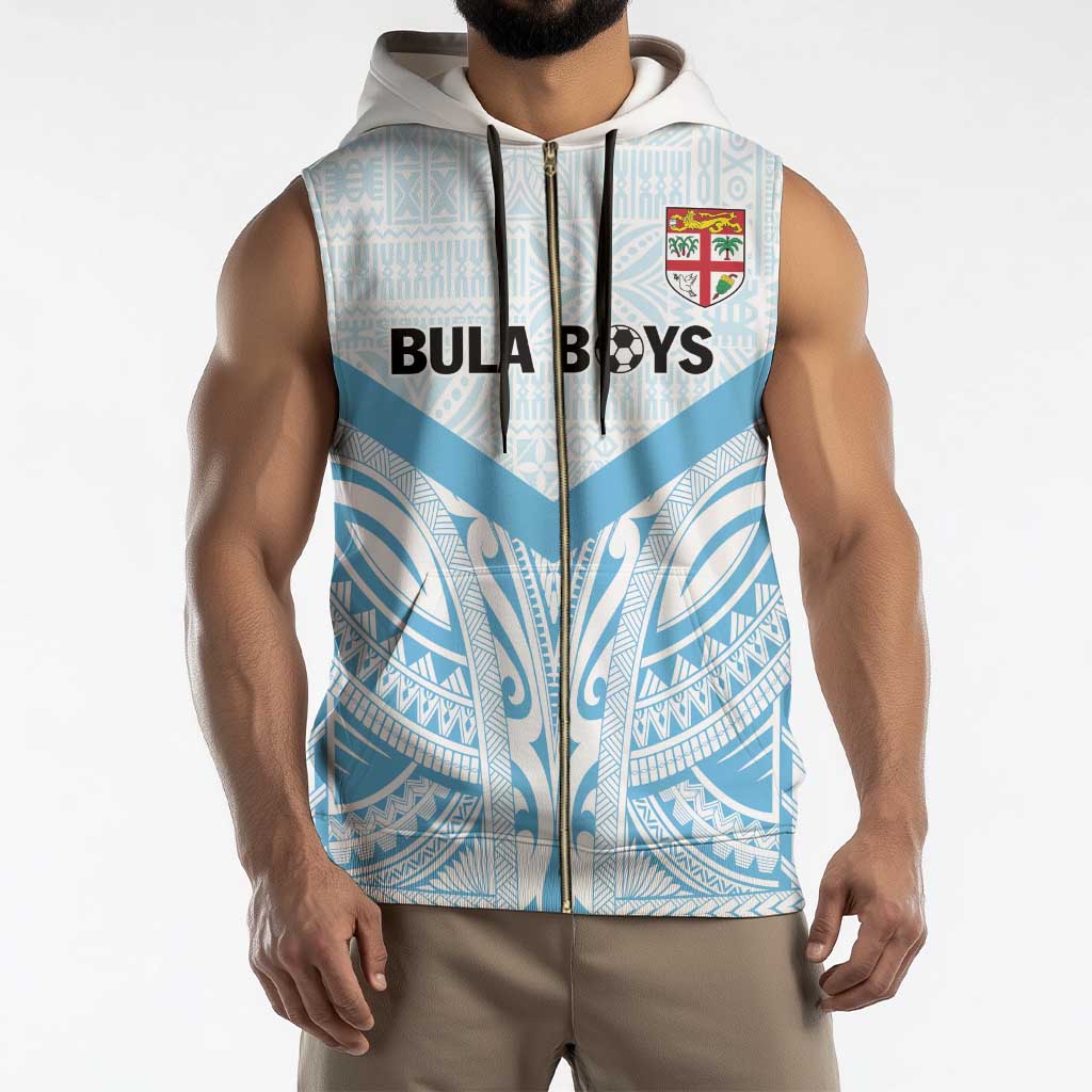Fiji Football Custom Sleeveless Zip Hoodie Bula Boys Go Champions - Polynesian Pride