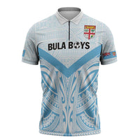 Fiji Football Custom Zipper Polo Shirt Bula Boys Go Champions - Polynesian Pride